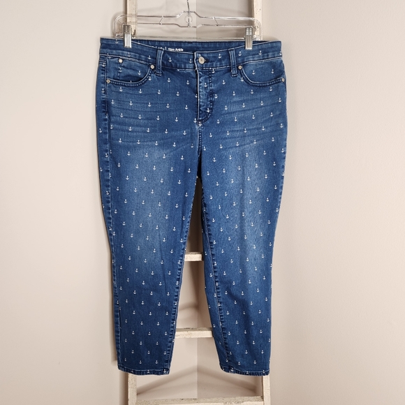 Talbots Denim - Talbots Jeans womens size 12 petite Flawless anchor print slim ankle